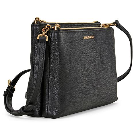 michael kors adele double zip crossbody black|More.